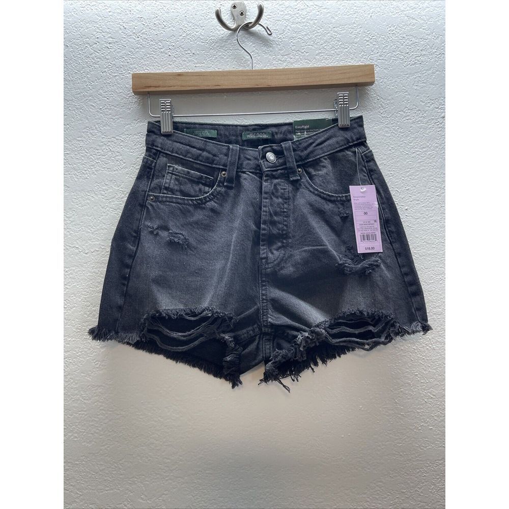 Wild Fable Women's Size 00 High Rise EasyRigid Cutoff Black Denim Jean Shorts NW